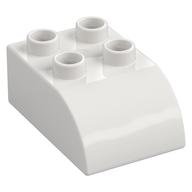 Duplo Brick 2 x 3 with Curved Top (White)