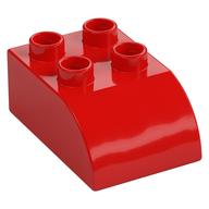 Duplo Brick 2 x 3 with Curved Top (Red)