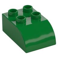Duplo Brick 2 x 3 with Curved Top (Green)