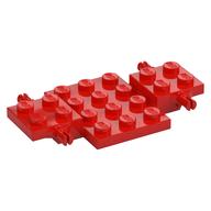 Vehicle Base 4 x 7 x 2/3 with 3 x 4 Recessed, Wheel Pins (Red)