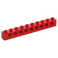 Technic Brick 1 x 10 [9 Pin Holes] (Red)