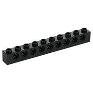 Technic Brick 1 x 10 [9 Pin Holes] (Black)