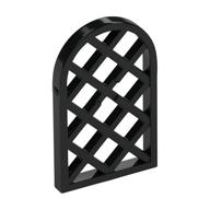 Window 1 x 2 x 2 2/3 Pane Lattice Diamond with Rounded Top (Black)