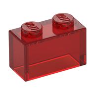 Brick 1 x 2 without Bottom Tube (Trans-Red)