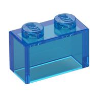 Brick 1 x 2 without Bottom Tube (Trans-Dark Blue)