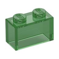 Brick 1 x 2 without Bottom Tube (Trans-Green)