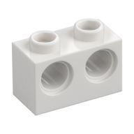Technic Brick 1 x 2 [2 Pin Holes] (White)