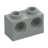 Technic Brick 1 x 2 [2 Pin Holes] (Light Gray)