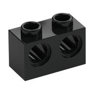 Technic Brick 1 x 2 [2 Pin Holes] (Black)