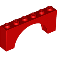 Brick Arch 1 x 6 x 2 - Thick Top with Reinforced Underside (Red)