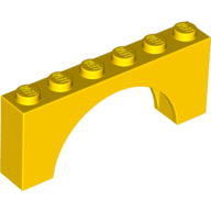 Brick Arch 1 x 6 x 2 - Thick Top with Reinforced Underside (Yellow)