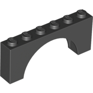 Brick Arch 1 x 6 x 2 - Thick Top with Reinforced Underside (Black)