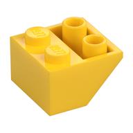 Brick Sloped Inverted 45° 2 x 2 [Ovoid Bottom Pin, Bar-sized Stud Holes] (Yellow)