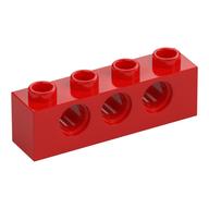 Technic Brick 1 x 4 [3 Pin Holes] (Red)