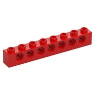 Technic Brick 1 x 8 [7 Pin Holes] (Red)