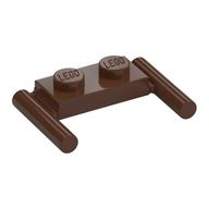 Plate Special 1 x 2 with Handles [Flat Ends / Low Attachment] (Brown)