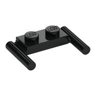 Plate Special 1 x 2 with Handles [Flat Ends / Low Attachment] (Black)