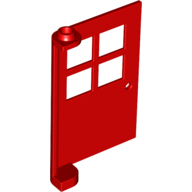 Door 1 x 4 x 5 with 4 Panes, Squared Base (Red)