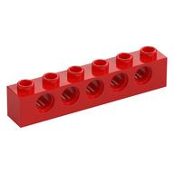 Technic Brick 1 x 6 [5 Pin Holes] (Red)