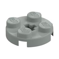 Plate Round 2 x 2 with Axle Hole Type 1 (+ Opening) (Light Gray)
