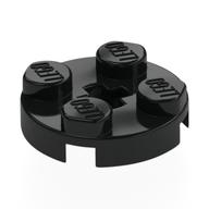 Plate Round 2 x 2 with Axle Hole Type 1 (+ Opening) (Black)