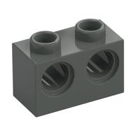 Technic Brick 1 x 2 [2 Pin Holes] (Dark Gray)