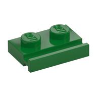 Plate Special 1 x 2 with Door Rail (Green)