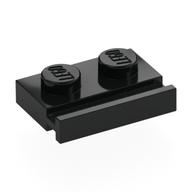 Plate Special 1 x 2 with Door Rail (Black)