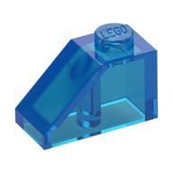 Brick Sloped 45° 2 x 1 with Bottom Pin (Trans-Dark Blue)