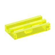 Tile Special 1 x 2 Grille with Bottom Groove (Trans-Neon Green)