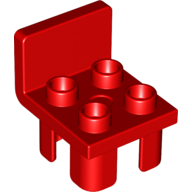 Duplo Chair with 4 Studs and Squared Back (Red)