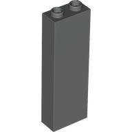 Brick 1 x 2 x 5 with Blocked Open Studs and Bottom Stud Holder with Asymmetric Ridges (Dark Gray)