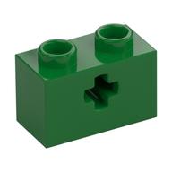 Technic Brick 1 x 2 with Axle Hole Type 1 [+ Opening] and Bottom Pin (Green)