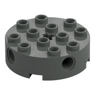 Brick Round 4 x 4 with 4 Side Pin Holes and Center Axle Hole (Dark Gray)