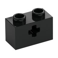 Technic Brick 1 x 2 with Axle Hole Type 1 [+ Opening] and Bottom Pin (Black)