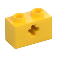 Technic Brick 1 x 2 with Axle Hole Type 1 [+ Opening] and Bottom Pin (Yellow)