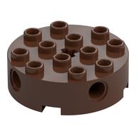 Brick Round 4 x 4 with 4 Side Pin Holes and Center Axle Hole (Brown)