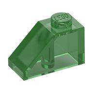 Brick Sloped 45° 2 x 1 with Bottom Pin (Trans-Green)