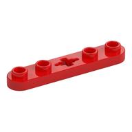 Technic Plate 1 x 5 with Smooth Ends, 4 Studs and Centre Axle Hole (Red)