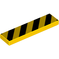 Tile 1 x 4 with Black Diagonal Stripes Print (Yellow)