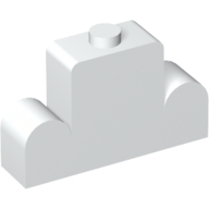 Brick Curved 1 x 4 x 2 Centre Stud Top (White)