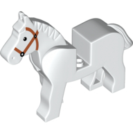 Animal, Horse, Movable Head, Black Eyes, White Pupils, Brown Bridle Print (White)