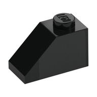 Brick Sloped 45° 2 x 1 with Bottom Pin (Black)