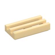 Tile Special 1 x 2 Grille with Bottom Groove (Tan)