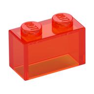 Brick 1 x 2 without Bottom Tube (Trans-Neon Orange)