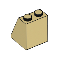 Brick Sloped 65° 2 x 2 x 2 Smooth without Bottom Tube (Tan)