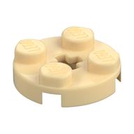 Plate Round 2 x 2 with Axle Hole Type 1 (+ Opening) (Tan)