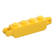 Hinge Brick 1 x 4 Locking with 1 Finger Vertical End and 2 Fingers Vertical End, 9 Teeth (Yellow)