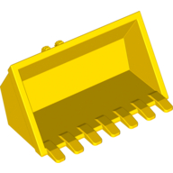 Construction Vehicle Bucket 3 x 6, 9 Hinge Teeth (Yellow)
