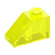 Brick Sloped 45° 2 x 1 with Bottom Pin (Trans-Neon Green)